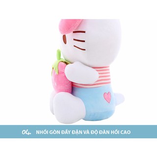 GẤU BÔNG KITTY ÔM DÂU SIZE 30CM