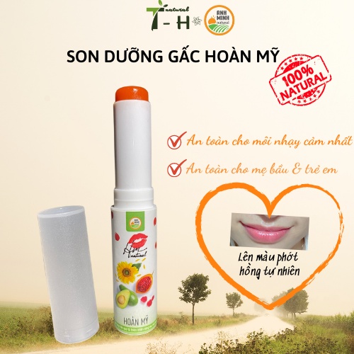 Son dưỡng môi thiên nhiên tinh dầu gấc Hoàn Mỹ handmade 100% natural - an toàn cho trẻ nhỏ và phụ nữ mang thai