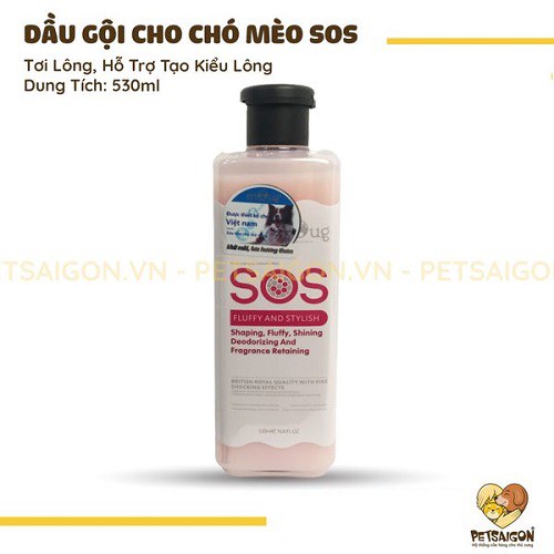  [CHÍNH HÃNG] SỮA TẮM SOS CHO CHÓ MÈO CHAI 530ML