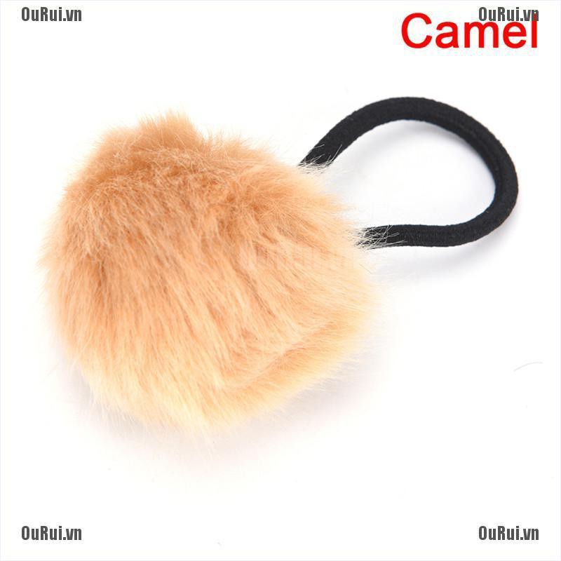 Dây Cột Tóc Đính Bóng Lông Dễ Thương Cho Nữ