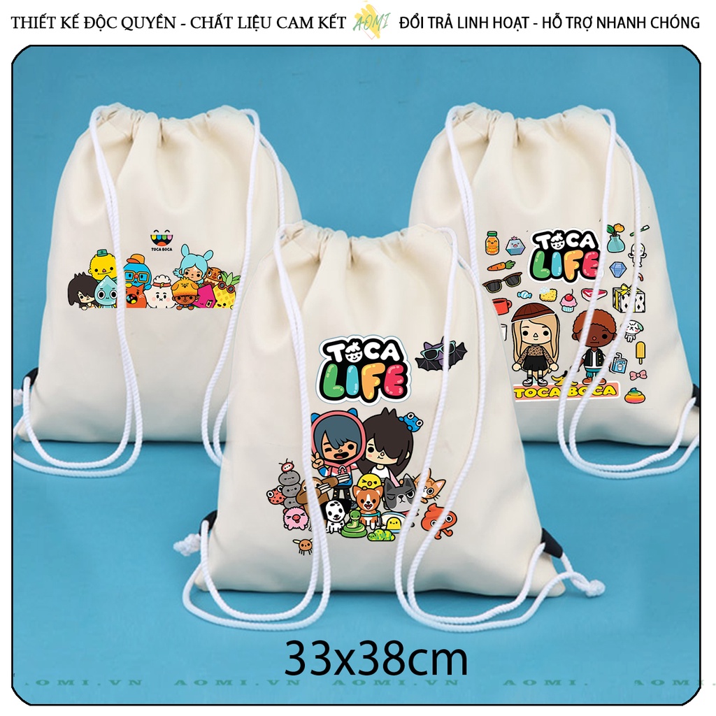 BALO MINI TOCA BOCA LIFE AOMIVN DÂY RÚT ĐEO VAI 33x38cm NHỎ XINH UNISEX CHẤT CANVAS CUTE TIỆN ÍCH DU LỊCH DẠO PHỐ