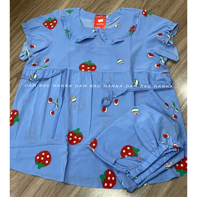 [SIZE 70-100KG] Đồ bộ bầu lửng bigsize cho bầu v1 120cm có lưng thun điều chỉnh, vải lụa mềm mát co dãn nhẹ thoáng mát