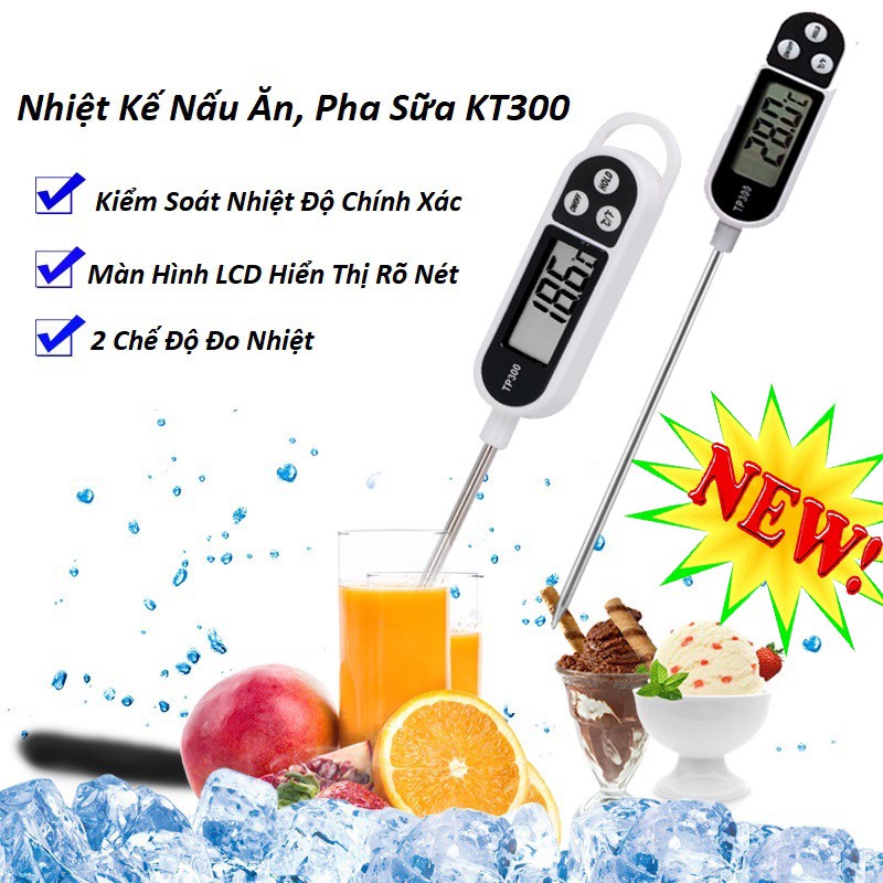 [☑️[Bảo Hành 1 Đổi 1]-Nhiệt Kế Đo Nước, Nhiệt Kế Phòng Bếp, Cây Đo Nhiệt Độ Cho Bé, Nhiệt Kế Nấu Ăn, Pha Sữa KT300