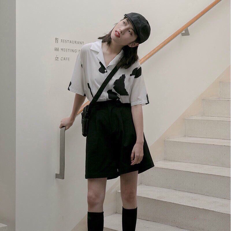 Áo Sơ Mi Bò Sữa Unisex 🦋 Áo Somi Nữ Tay Lỡ Dáng Rộng 🦋