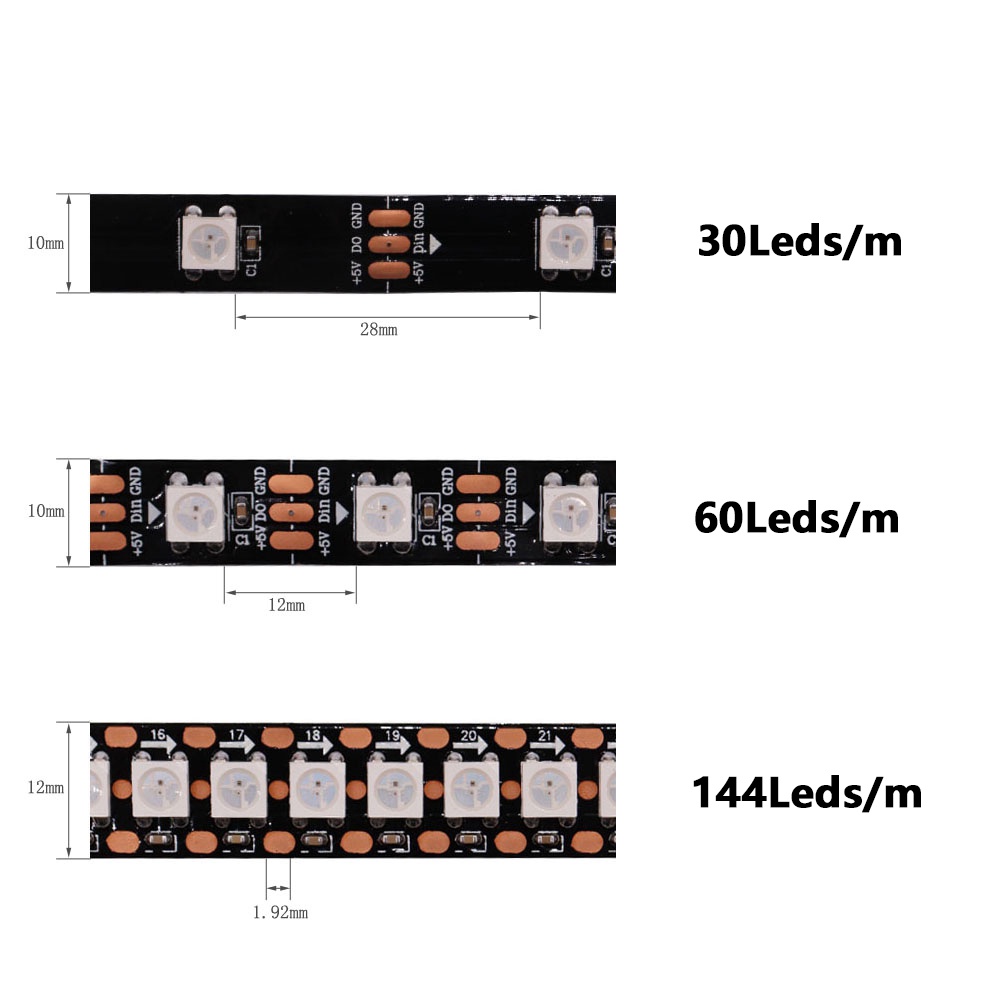 Dây Đèn led 60 pixels / leds / m smart 5050 rgb ws2812b ws2812 ip30 / ip65 / ip67 dc5v Dài 1-5m