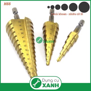 Bộ 3 mũi khoan bước 4-32mm độ cứng 63 bằng thép HSS gia cường titanium, phủ CBN bề mặt