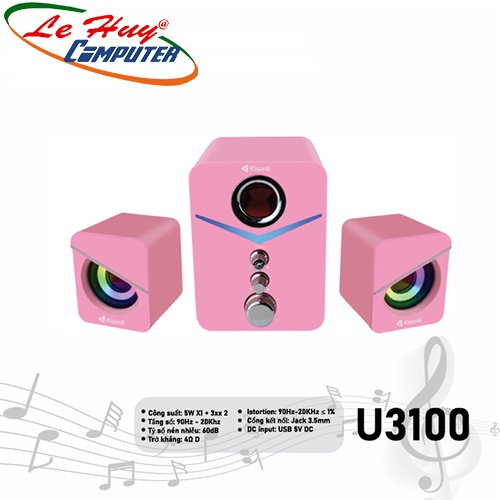 Loa vi tính 2.1 Kisonli U-3100 Pink LED