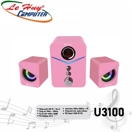Loa vi tính 2.1 Kisonli U-3100 Pink LED