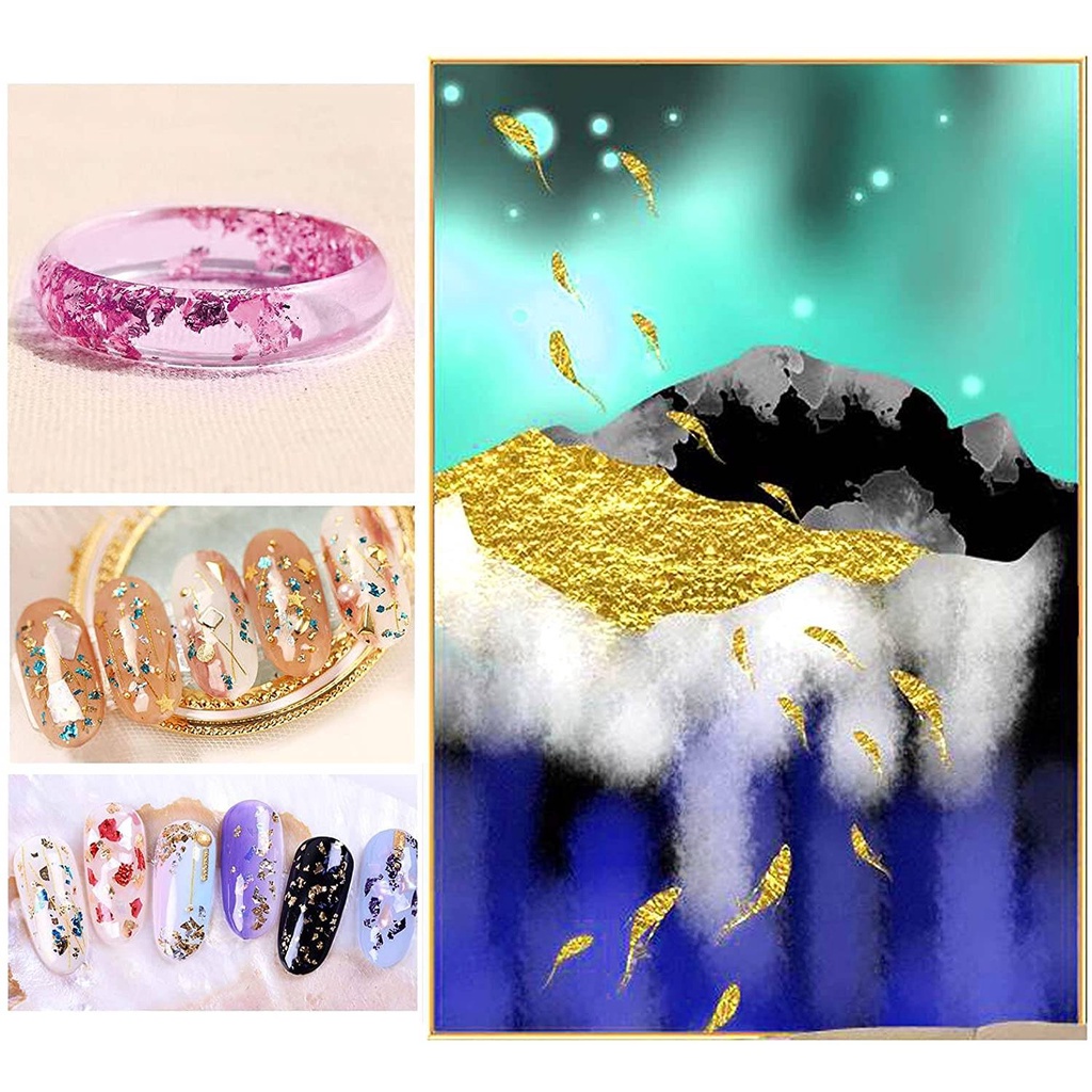 Miếng Dán Lá Vàng Ánh Kim Trang Trí Móng Tay Nghệ Thuật