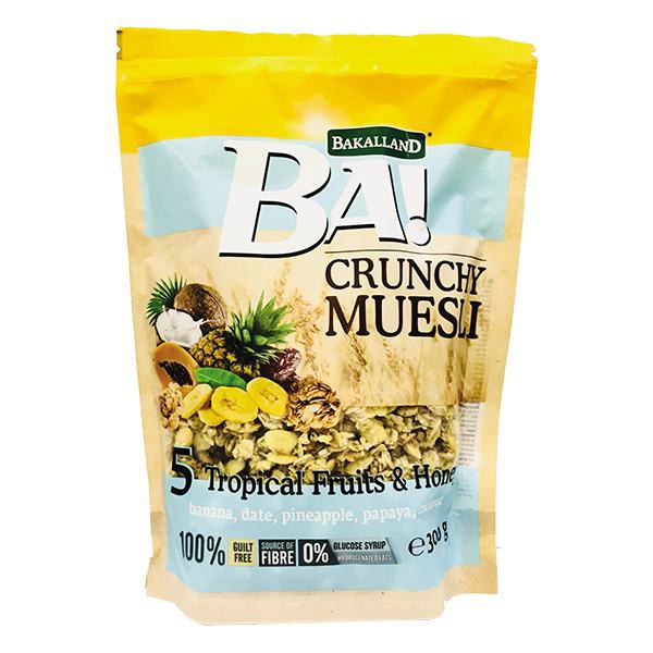 Ngũ Cốc ăn kiêng Bakalland Muesli 5 Loại Hạt và Mật Ong Gói 300G