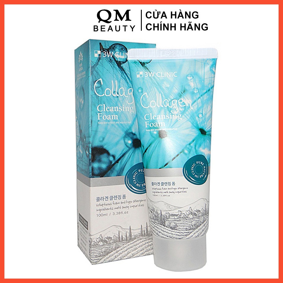 Sữa rửa mặt 3W Clinic Collagen 100ml Hàn Quốc mẫu mới - QM Beauty