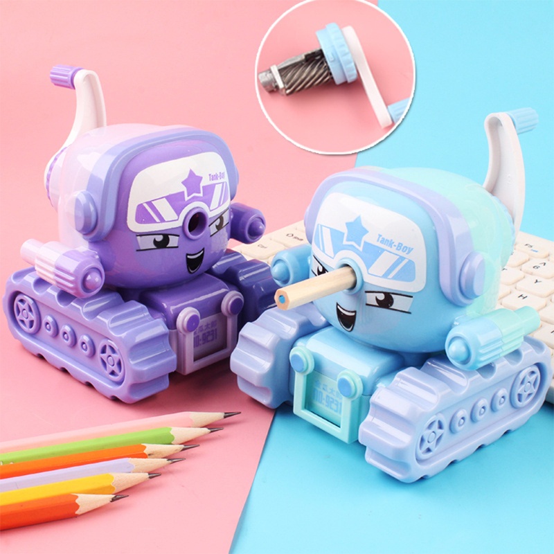 Dụng Cụ Mài Dao Hình Xe Tăng Hoạt Hình Nhiều Màu Sắc Nhỏ Gọn Dành Cho Học Sinh