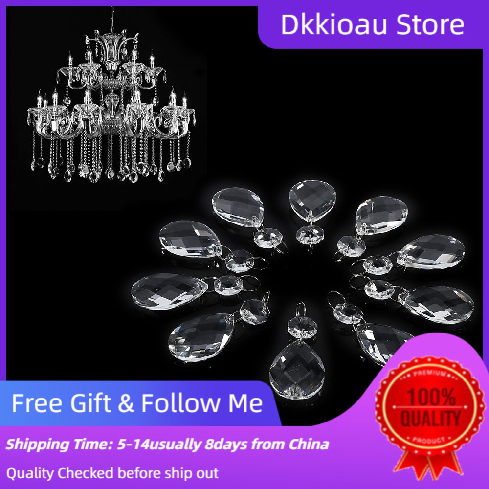 Set 10 Viên Pha Lê Trong Suốt 38mm Dùng Để Trang Trí Đèn Chùm Tiện Dụng