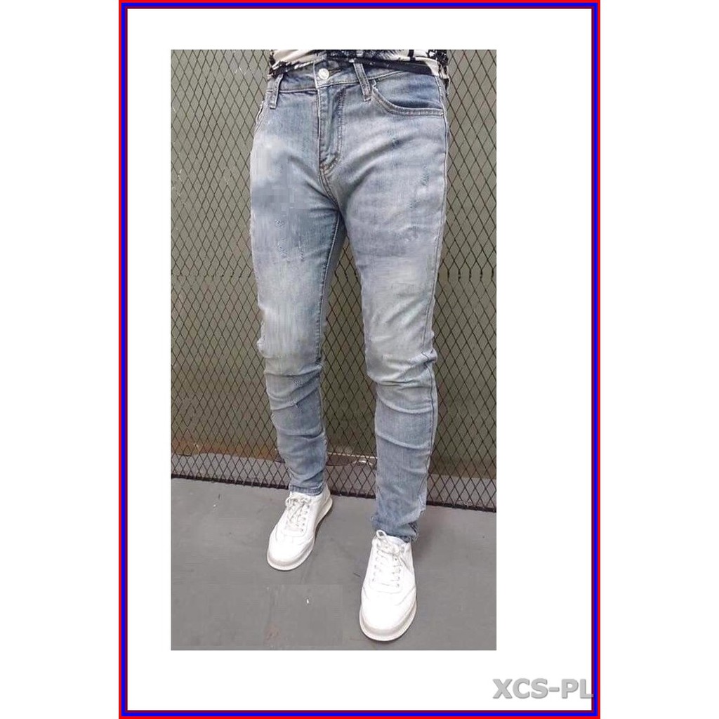 Quần jean nam cao cấp xanh bạc xước nhẹ 5678 không xù lông, không ra màu, chất giãn tốt 5n.3.163