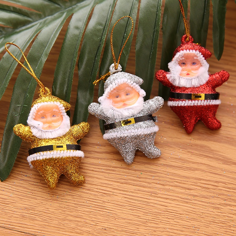 Set 6 Búp Bê Mini Treo Trang Trí Cây Thông Giáng Sinh / Năm Mới Hình Ông Già Noel