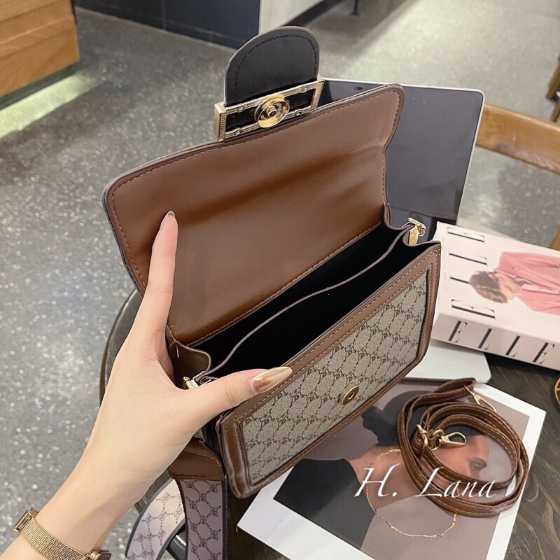 Túi Hộp Đeo Chéo Nữ in Vân Dây Bản To Túi Đeo Chéo Nữ