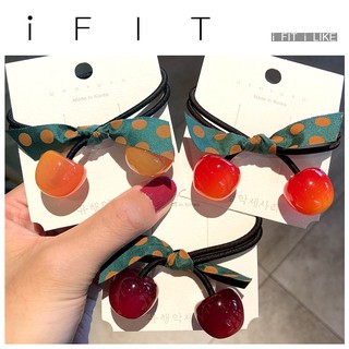 Dây Buộc Tóc Hình Qur Cherry Bằng Nhựa Resin Xinh Xắn Dành Cho Phụ Nữ