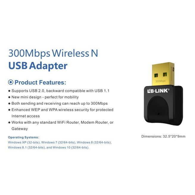 Bộ thu sóng Wifi LB-Link BL-WN351 300Mbps - Chính hãng bảo hành 2 năm !!!