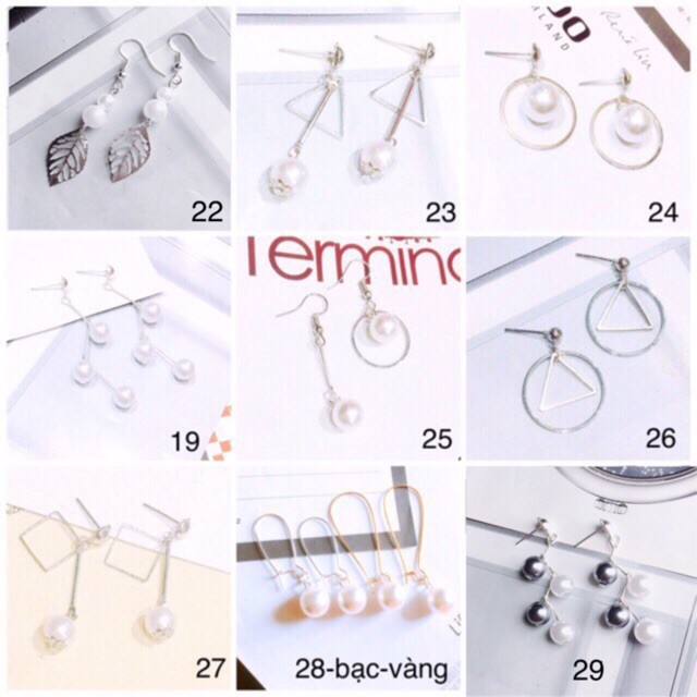 Combo 10 đôi bông tai khác nhau như ảnh