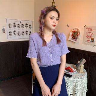 Áo Nữ Tay Ngắn Cổ Chữ V Thời Trang Quyến Rũ