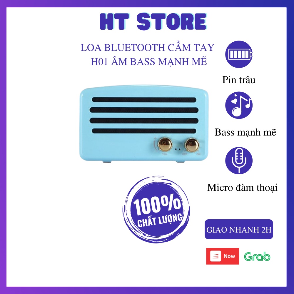 Loa Bluetooth H01 Không Dây Cầm Tay Bass Mạnh Mẽ Chống Nước Phong Cách Cổ Điển