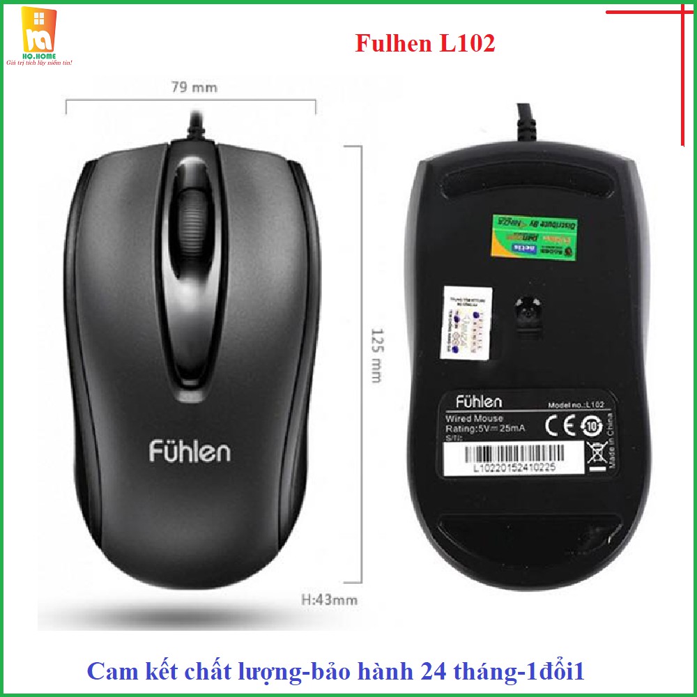 Chuột máy tính có dây Fuhlen L102-kèm bàn di chuột