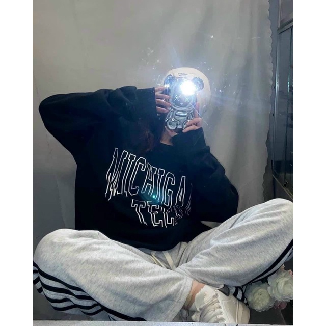 áo sweater tay phồng in chữ trước from dưới 65kg tay phồng cánh dơi chất vải mềm mịn