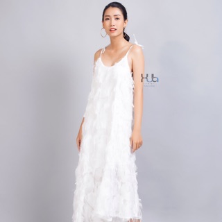 Đầm Maxi Trắng Hai Dây Freesize
