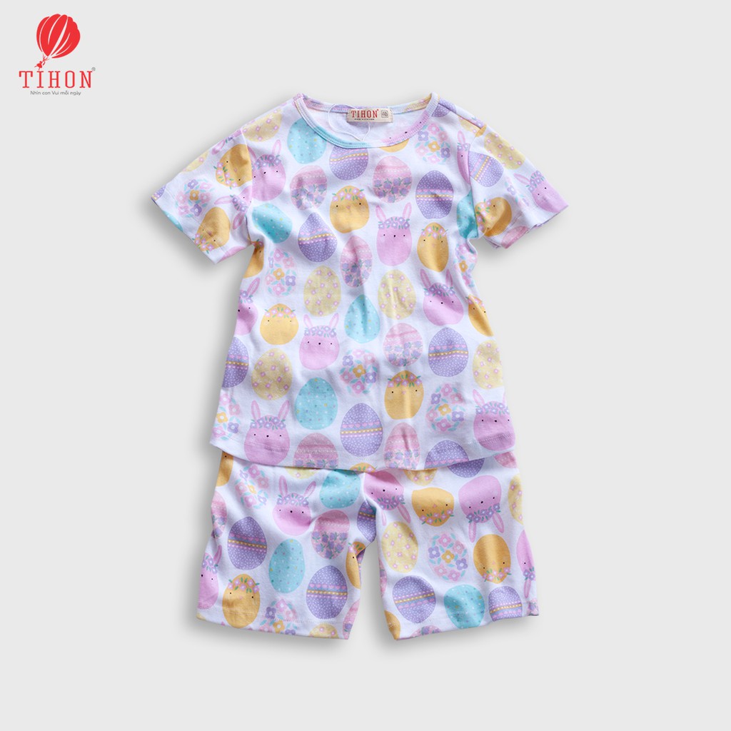 Bộ Quần Áo Bé Gái TIHON Bộ Cotton Họa Tiết Siêu Xinh SET0850089