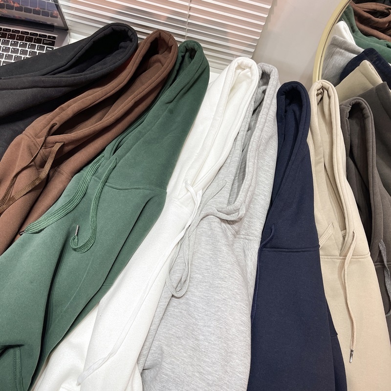 Áo Hoodie Trơn Phối Mũ 2 Lớp Loại Cao Cấp - Nỉ Nhập Ngoại Siêu Dày Dặn Phối Thời Trang Mùa Đông