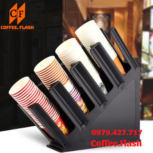 Kệ đựng ly, cốc trà sữa nhựa 4 ngăn - Kệ để ly cafe và ly trà sữa 4 ngăn