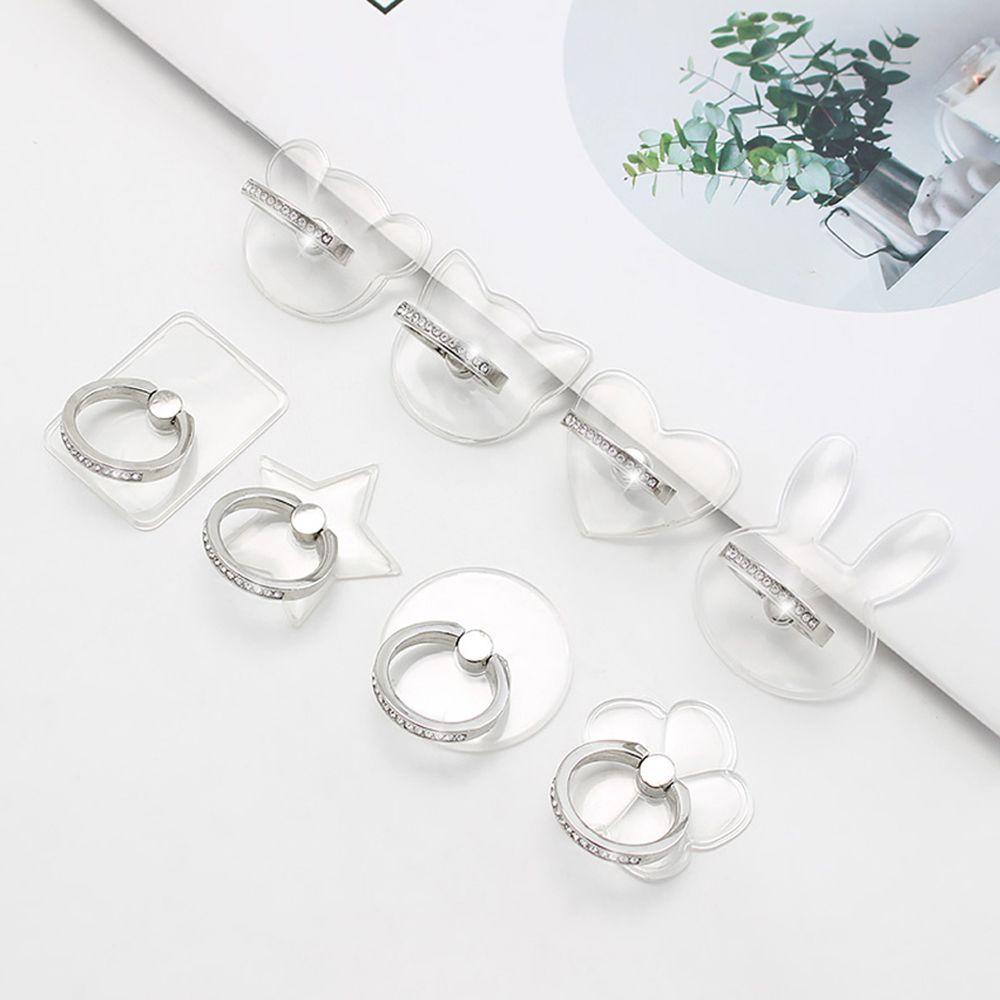 QUINTON Cute Mobile Phone Holder High Quality Phone Ring Stand Transparent Finger Ring Zinc Alloy Universal Rotatable Anti-fall Ring Buckle Phone Desktop Bracket Acrylic Car Phone Mount Stand