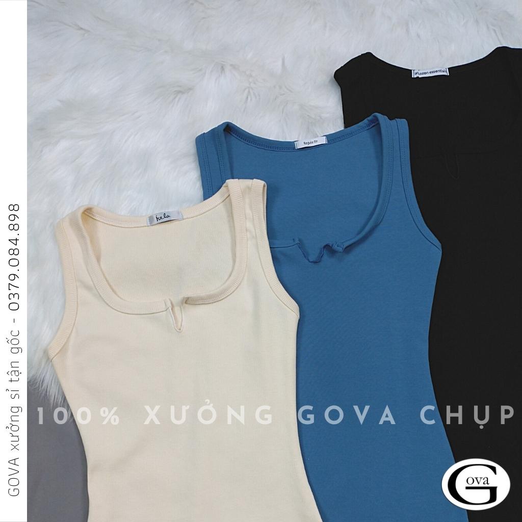 Đầm Váy Body SÁT NÁCH CỔ XẺ V BA LỔ Thun Gân Kiểu Sexy Nữ, Đầm Thun Ôm Body Đẹp GOVA