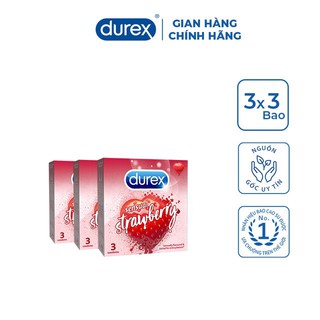 Bộ 3 Bao cao su Durex Sensual Strawberry