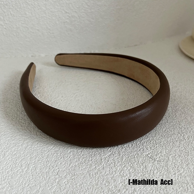 Băng Đô Cài Tóc Bằng Da PU Phong Cách Hàn Quốc Cổ Điển Thời Trang Cho Nữ