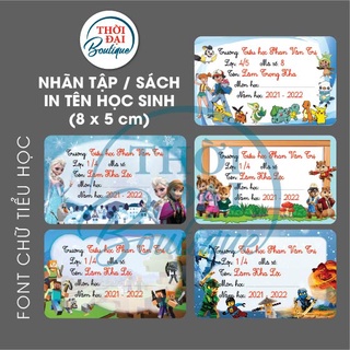 Giấy nhãn tập vở in tên học sinh (8x5cm) combo 25 nhãn