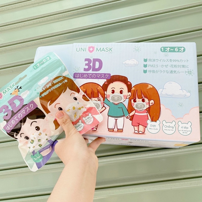 Khẩu Trang Gấu Sơ Sinh Uni Mask Cho Bé Nhỏ từ sơ sinh đến 2 tuổi - Set 3 Cái - Bebefamilyshop