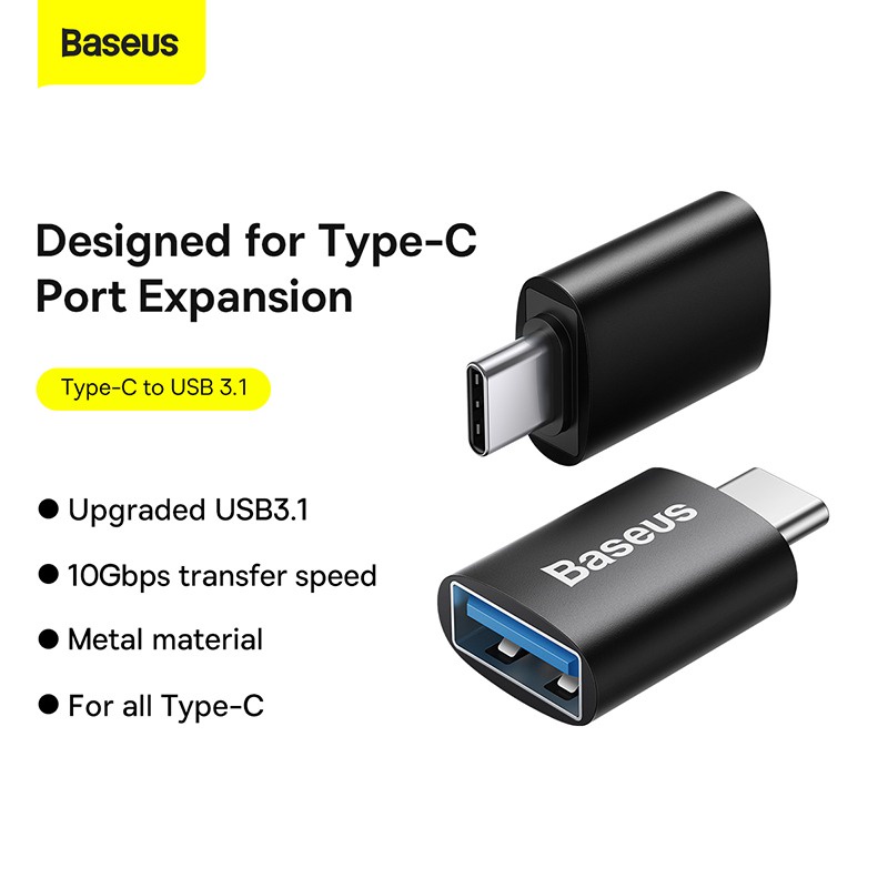 Đầu Chuyển Đổi OTG USB 3.1 Baseus Từ Type-C Ra USB/ USB Ra Type-C Cho Macbook Xiaomi Samsung 10Gbps - TopLink