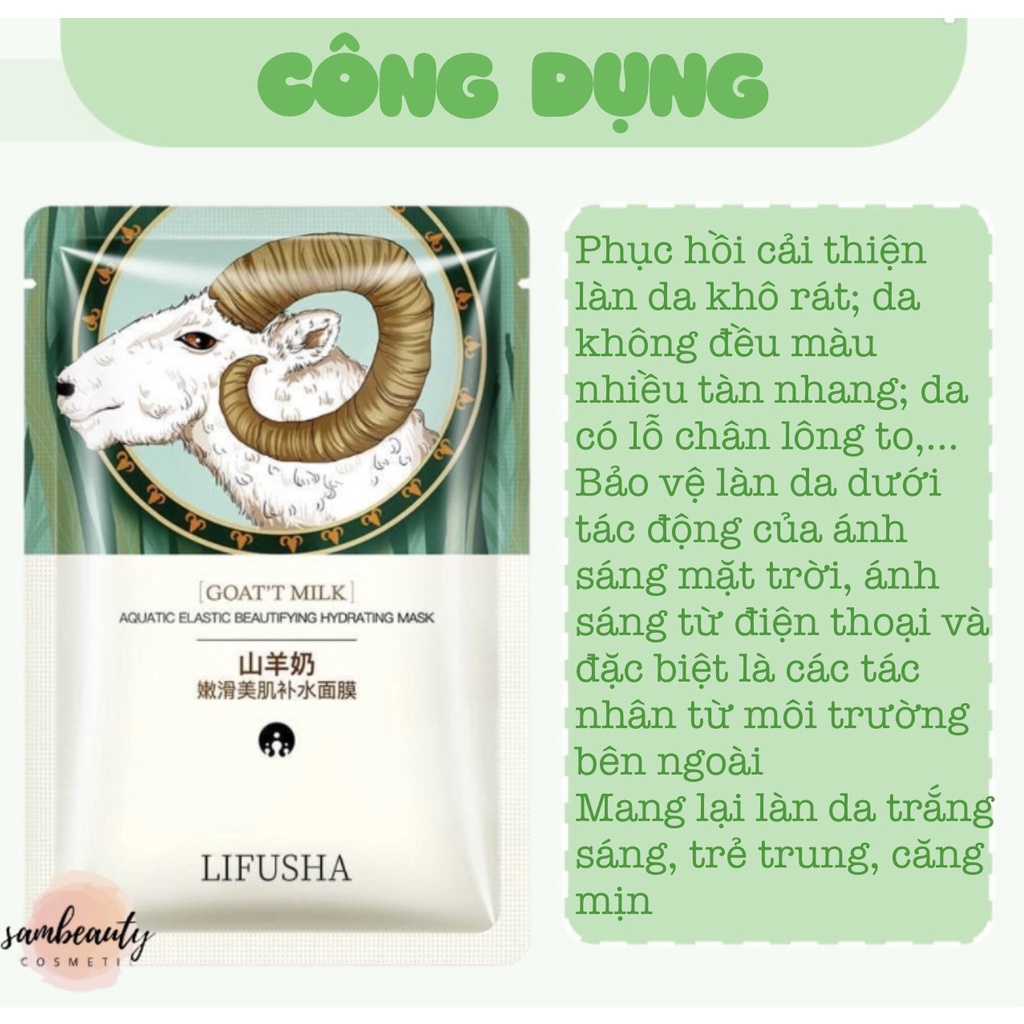 MẶT NẠ GIẤY THÀNH PHẦN TỪ SỮA DÊ DƯỠNG ẨM DƯỠNG SÁNG HỖ TRỢ LÀM ĐỀU MÀU DA CẢI THIỆN TÌNH TRẠNG DA KHÔ NỨT NẺ Sambeauty