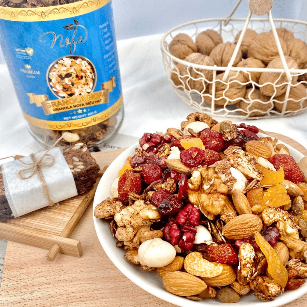 Hạt Granola PH FOOD mix 12 loại hạt và quả không đường thơm ngon giòn rụm, hỗ trợ giảm cân hiệu quả