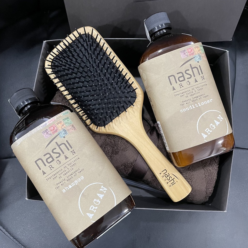 Combo gội xả và khăn, lược Nashi Argan Limited Edition 2021