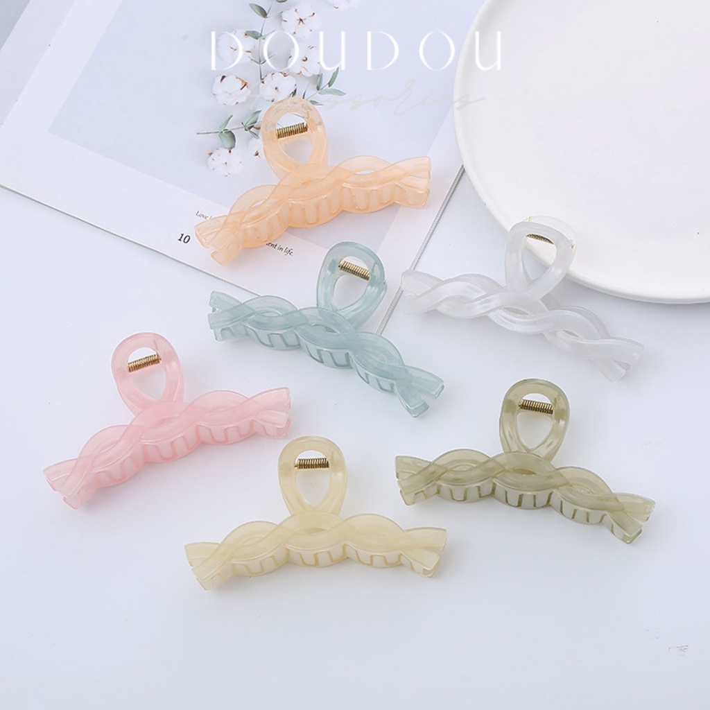 Phụ kiện tóc Doudou Cặp tóc Kẹp càng cua phong cách Hàn Quốc cỡ lớn cho nữ kiểu xoắn nhám bóng thời trang ZJ019