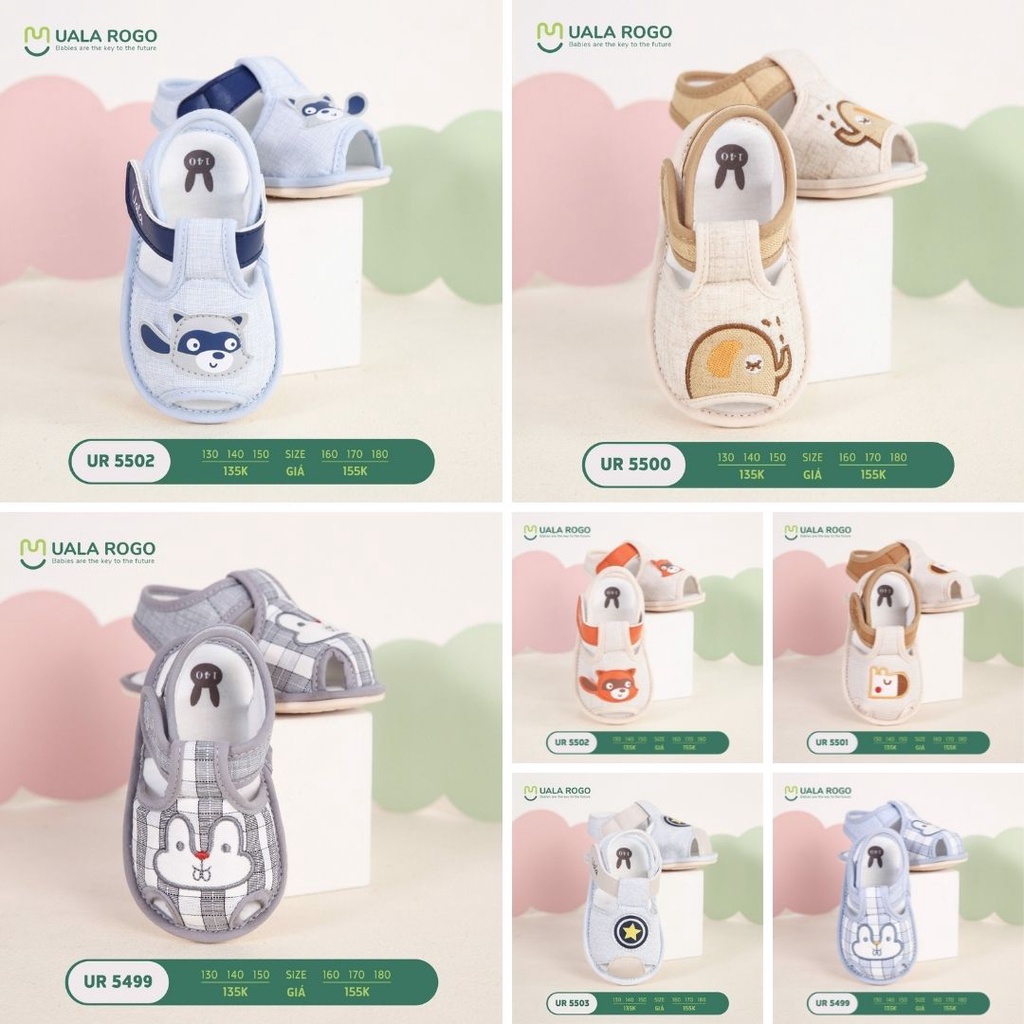 Full Giày tập đi Uala Rogo Hình con vật dễ thương đế cao su chống trượt cho bé dưới 3 tuổi đủ màu - Bu Bình Dương