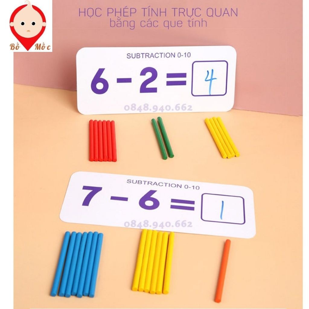 Thẻ Flash Card Toán Học Có Kèm Chữ Gỗ - Đồ Chơi Học Toán Cho Bé Phát Triển Trí Tuệ - Shop Bố Mốc