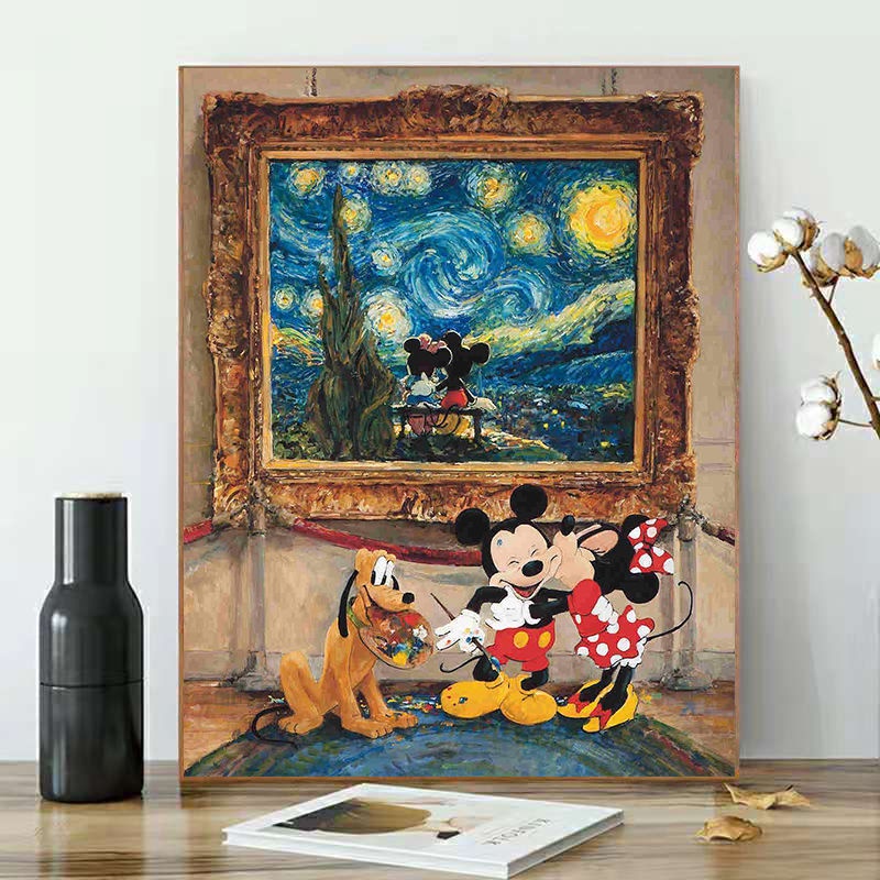 Bộ Tranh Sơn Dầu 40x50cm Tự Làm Họa Tiết Vịt Donald/Chuột Mickey Hoạt Hình Dùng Để Trang Trí Nhà