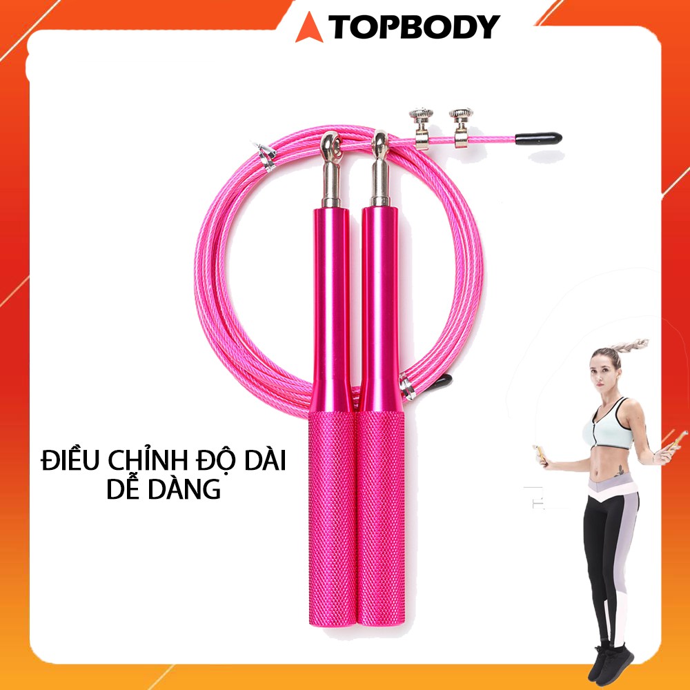 Dây nhảy dây lõi thép chống gỉ tự xoay 360 độ cao cấp Topbody, dây nhảy dây siêu bền