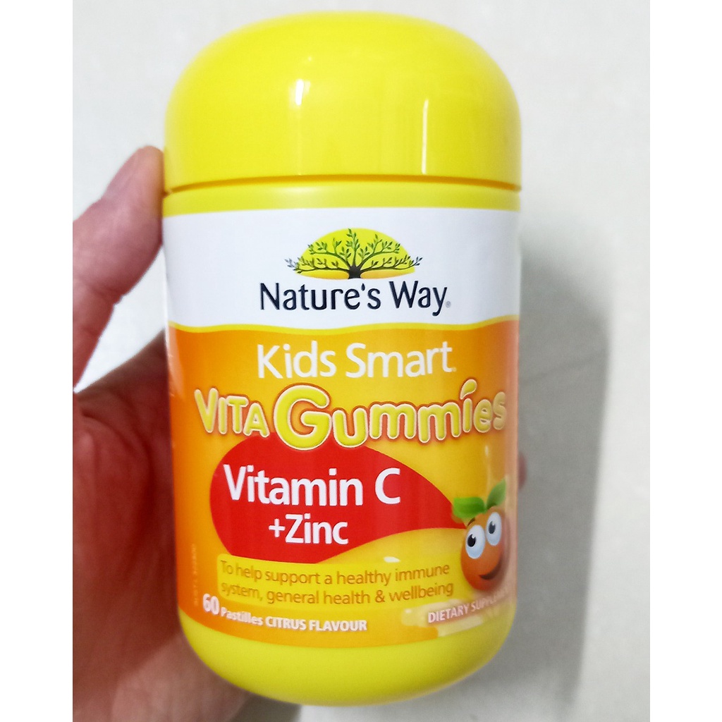 Kẹo dẻo Nature's Way Kids Smart VITA Gummies Vitamin C + Zinc 60 viên (Úc)- Bổ Sung Vitamin C Và Kẽm Cho Bé