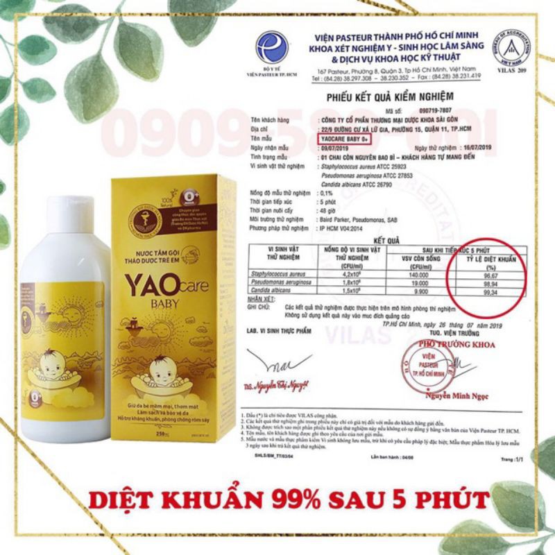 (Chính hãng) Yaocare Baby Nước tắm gội thảo dược trẻ em (chai 250ml)