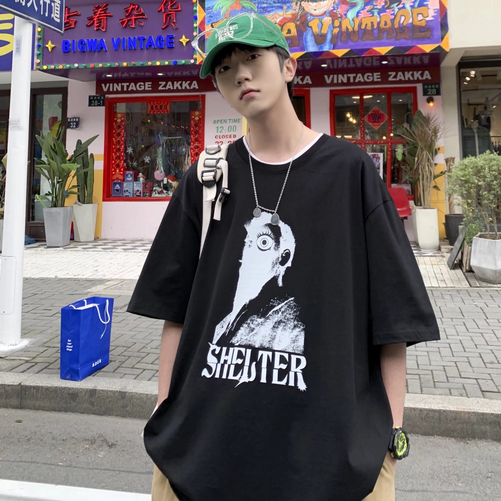 Áo Thun Tay Ngắn Dáng Rộng In Chữ Phong Cách Hip Hop Hàn Quốc Thời Trang Mùa Hè Cho Nam Size M-5XL
