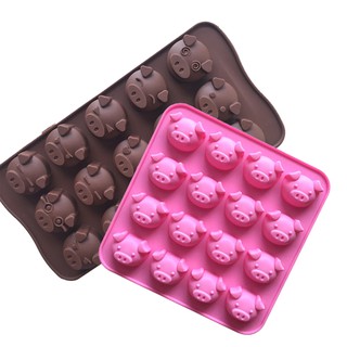 Khuôn silicone 15/16 ngăn hình chú heo làm bánh kẹo DIY tiện dụng